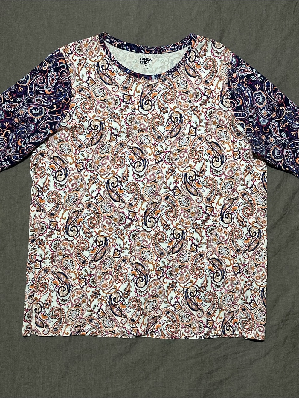 Lands' End Women's Paisley Raglan Tee